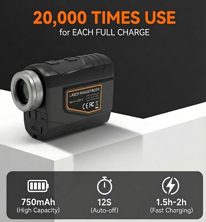 MIKOSI Golf Range Finder with Slope, 0.03s Pin Lock Vibration Golf Laser Rangefinder, 1200 Yards Rechargeable Golf Rangefinder with 90% Ultra-Clear Lens, Magnet, IP54 Waterproof