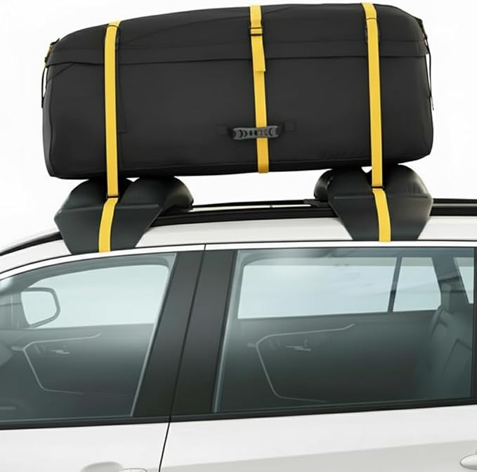 Universal Car Inflatable Roof Soft Rack Pads Luggage Carrier for Kayaks, Canoes, Surfboards and SUPs; Fits Cars and SUVs (Black)
