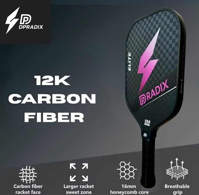 Elite Pickleball Paddle – Carbon T700 12K, Power and Explosivity, Honeycomb Core 16 mm, Ergonomic Handle, High Resistance, Adults Unisex
