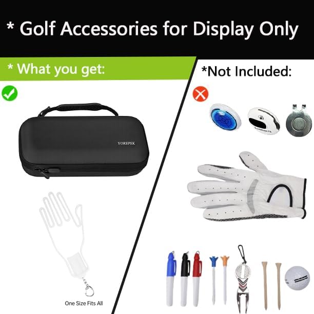 YOREPEK Golf Glove Holder with Removable Glove Shaper, Golf Valentines Gift, Protective Hard Shell Golf Accessories Case Bag with 2 Dividers Fits Balls, Tees, Markers, Cool Gifts for Golfers