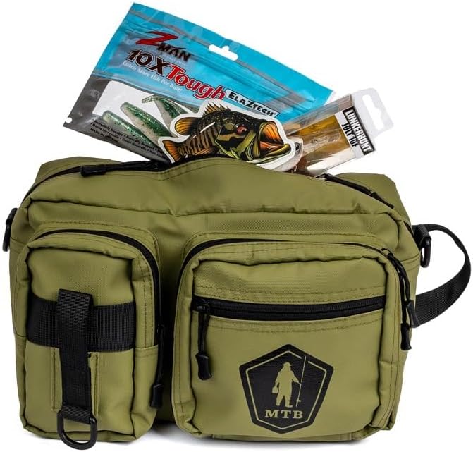 Catch Co Mystery Tackle Box Pond Prowler Sling Fishing Lure Kit with Bonus | Green Sling Pack, Bonus Multi-Species Bait and Decal, Fishing Gear Storage