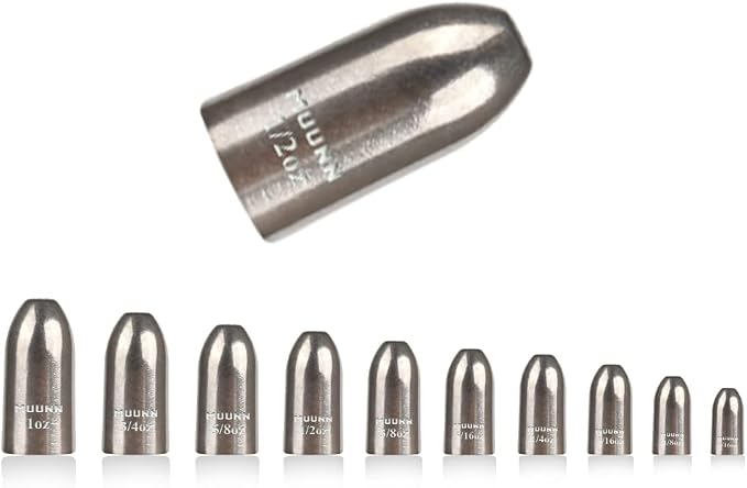 10pcs Tungsten Worm Weights, More Sensitive Tungsten Fishing Weights Sinker for Bass Fishing, 1/16oz to 1 oz