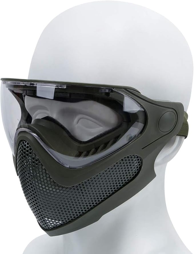 ATAIRSOFT 2 Modes Airsoft Mask Full Face Tactical Safety Protective Mask Anti-Fog Goggles Set with 3 Interchangable Lens