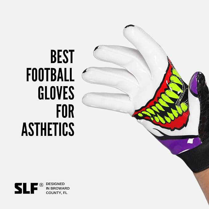 SLEEFS Football Receiver Gloves [1 Pair] - No Slip, Crazy Sticky Silicone Grip - Youth and Adult Sizes