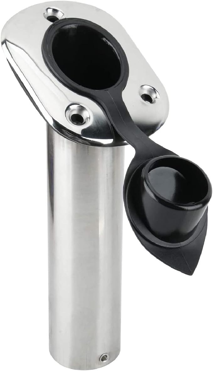 NovelBee 4pcs Boat Fishing Rod Holders,Stainless Steel Fishing Rod Rack Flush Mount withCap,Liner,Gasket (30 Degree Rod Holder)