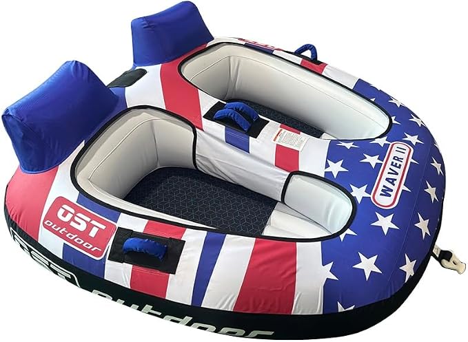 Towable Tubes for Boating 2 Person, Water Tubes for Boats to Pull, Safety Inflatable Boat Tubes and Towables, Boat Tubes for Tubing, Premium Nylon Cover with Drainage System
