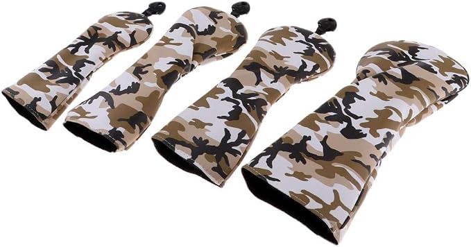 Baosity 4Pcs/Set Premium PU Camouflage Golf Head Covers No. 1 3 5 UT Wood Driver Club Protector Replacement & Interchangeable Number Tag