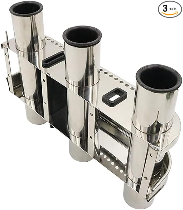 Haida 3 Tube Fishing Rod Holder & Boat Organizer Rod Rack Stainless Steel Fishing Rod Bracket Tube-linked Fishing Accessories Fishing Lovers' Gifts