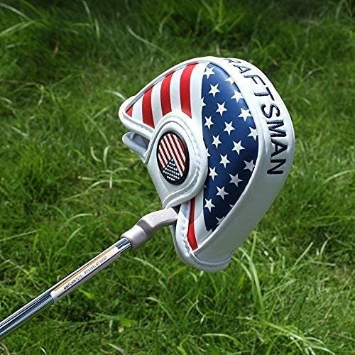 Craftsman Golf Red and White US Flag Neoprene Golf Club Head Cover+1 PC Mallet Putter Cover
