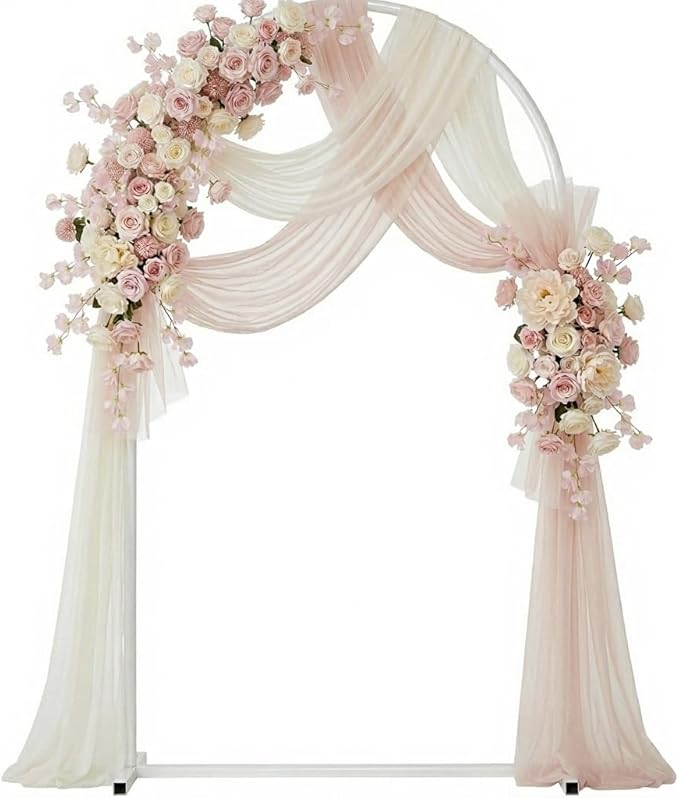 6FT Metal Wedding Arch Backdrop Stand,Stable Wedding Arch Frame for Wedding Ceremony Birthday Party Baby Shower Graduation Anniversary Floral Decoration,White