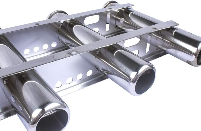 Wall Mounted Fishing Rod Holder for Boat, Stainless Steel 4 Tubes Linked Vertical Fishing Rod Rack for Marine Boat,Fishing Boat, Truck