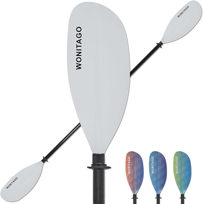 Kayak Paddle with Fiberglass Shaft and Reinforced Nylon Blade, Adjustable Kayaking Oars, 3 Piece, 230-250 cm/90-98 inches, 210-230 cm/82-90 inches