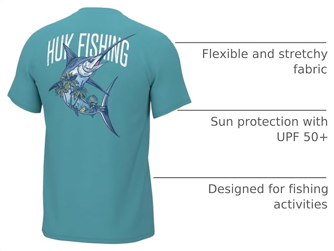HUK Mens Performance Fishing Logo Tee, Short Sleeve T-Shirt for Men