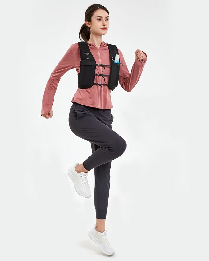 Zelvot Running Vest for Women Men, Adjustable Running Phone Holder Vest, USA Original Patent, Running Hydration Vest with 500ml Soft Flask, Reflective Running Backpack for Hiking Cycling