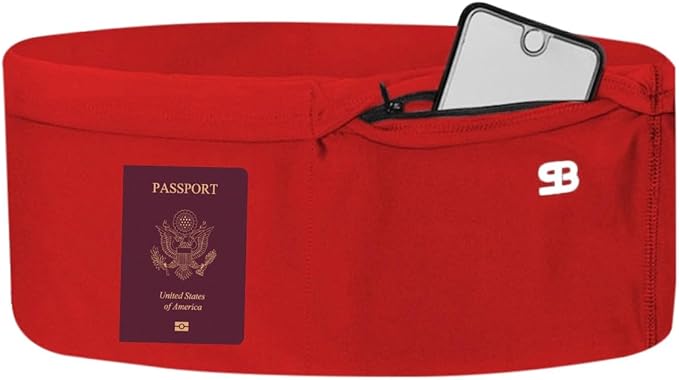 StashBandz No-Bounce Running Belt for Women & Men – Phone Holder Fits All Phones, 4-Pocket Slim Fanny Pack with Zipper – Travel Money Belt Waist Pack for Running & Workout