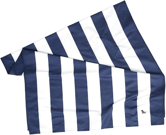 Dock & Bay Beach Towel - Quick Dry, Sand Free - Compact, Lightweight - 100% Recycled - Includes Bag - Cabana - Navy - Extra Large (200x90cm, 78x35)