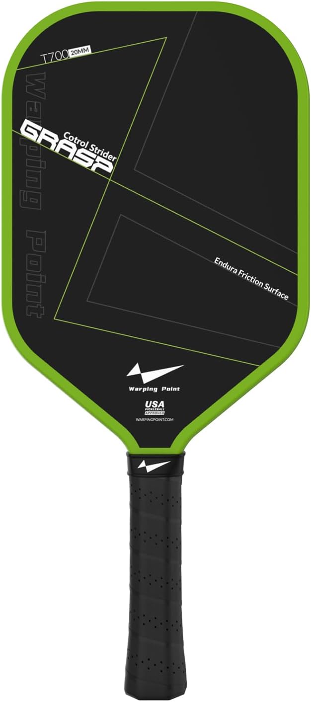 Warping Point Pickleball Paddle, Carbon Fiber Paddle with Endura Friction Surface, Polymer Honeycomb Core, Design for Ultimate Spin & Power, Large Sweet Spot & Contro, USAP Approved