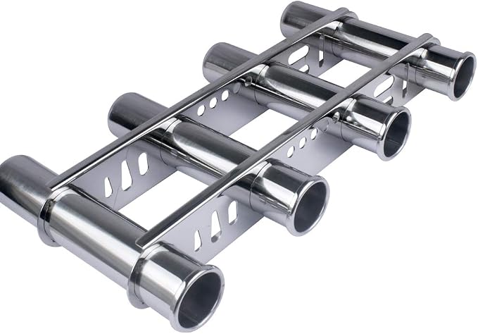 Wall Mounted Fishing Rod Holder for Boat, Stainless Steel 4 Tubes Linked Vertical Fishing Rod Rack for Marine Boat,Fishing Boat, Truck