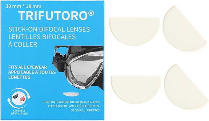 2 Pack Stick On Bifocal Lenses Reader Magnifying Adhesive Reading Lens Sticker Sunglasses Diving Scuba Mask Goggles Glasses Magnifier Add On (6.0, x)