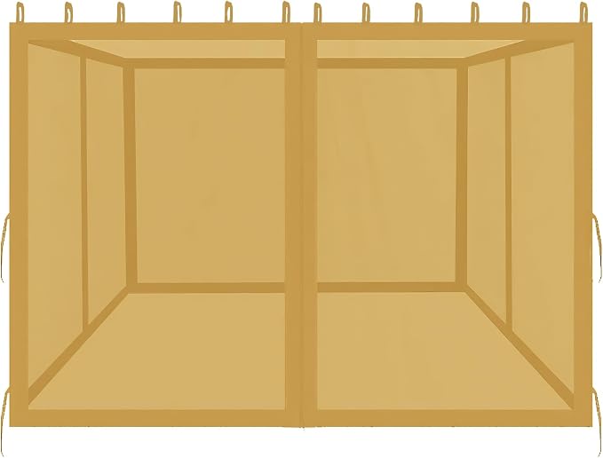 Gazebo Mosquito Netting 10x10ft, Replacement Universal Gazebo Netting with Zippers for Outdoor Garden Patio 4-Panel Screen Sidewalls, Brown (Mosquito Net Only)