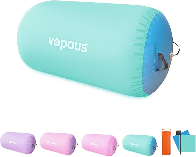 Vapaus Gymnastics Air Barrel Inflatable Tumbling Roller Mat Back Handspring Trainer Air Roller Tumbler Octagon Barrel Gymnastics Equipment for Tumble Track Cheerleading Yoga Training Durable AntiSlip Double Seal Without Pump