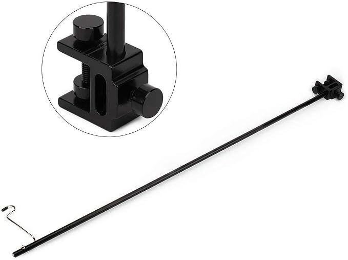 Fdit Portable Camping Light Holder, Black Aluminum Alloy Folding Light Bracket Stand Outdoor Camping Table Lamp Pole with Hook