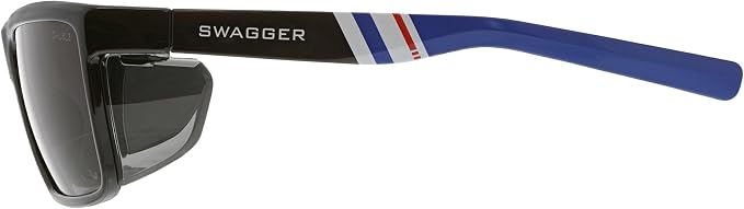 MCR Safety SR232AF Swagger SR2 Series Safety Glasses with Thermo Plastic Rubber Nose Pads and Detachable Side Shields, Black/Blue Frame, UV-AF Gray Lens