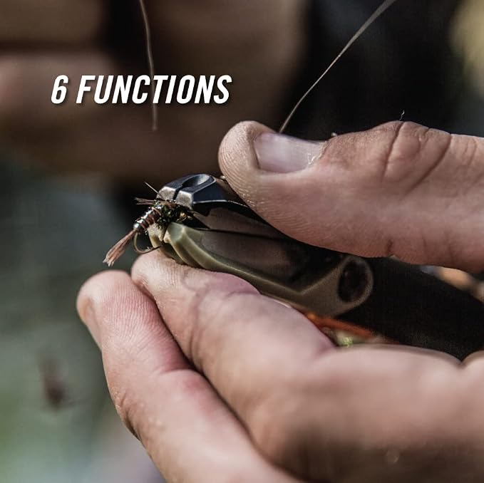 Gerber Gear LineDriver - Fishing Line Multitool with Spinning Line Vise, Tether Ring, Eyelet Clearing Spike, Hook Threader, Scissors & Split Shot Crimper - Premium Fishing Gear