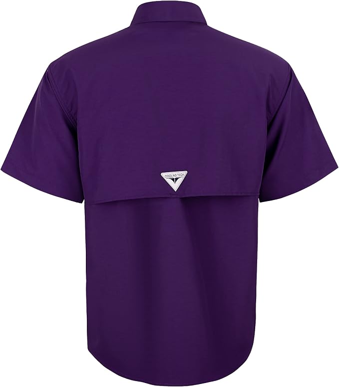 Alimens & Gentle Short Sleeve Fishing Shirt Wicking Fabric Sun Protection Casual Button Down Shirts