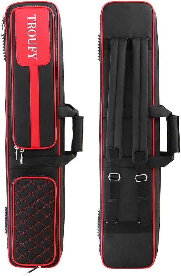 Pool Cue Case – Durable 4x4 & 4x5 Billiard Pool Cue Stick Carrying Case with Large Storage Space, Waterproof Billiards Accessories