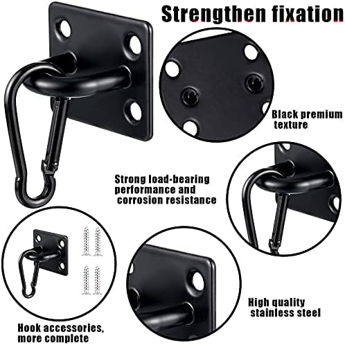 Shimeyao 12 Sets Stainless Steel Ceiling Hooks Heavy Duty Pad Eye Snap Hooks and Screw Eye Plate U Screw Hook Hardware Staple for Hammock Stand Hammocks Swing Chair Indoor Outdoor