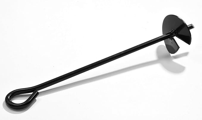 Ashman Black Ground Anchor (16 Pack) 15 Inches in Length and 10MM Thick in Diameter with 65 Feet of Rope.