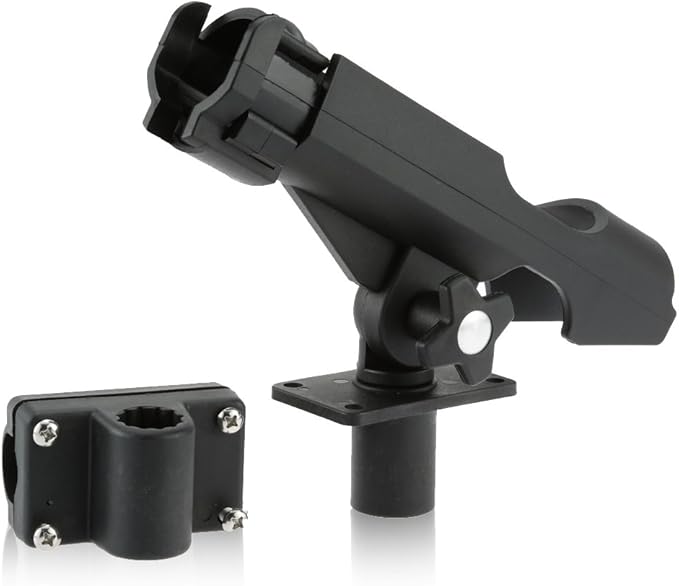 HiUmi Adjustable Black Fishing Rod Holder for Boat Kayak Swivel Side Mount Kits Tackle