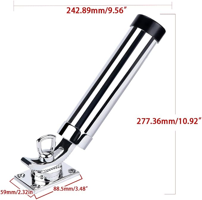 Made Set of 2 Fishing Rod Holder, 316 Stainless Steel Adjustable Fishing Pole Holder, Marine Deck Mount Trolling Rod Holder for Boat Ship Yacht