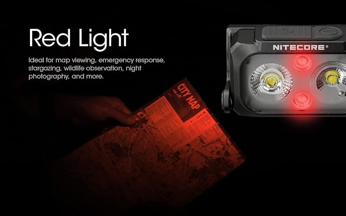 EdisonBright Nitecore NU25 400 USB-C Rechargeable Lightweight Dual Beam Headlamp with EBR Power Adapter