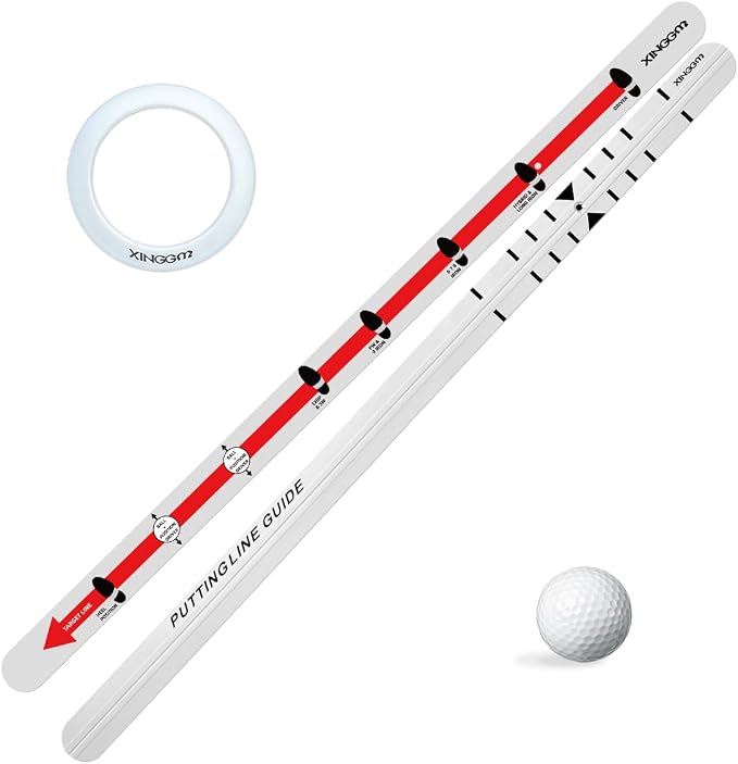 Golf Putting Trainer | Indoor & Outdoor Putting Aid, Alloy Steel Alignment Rail & Ball