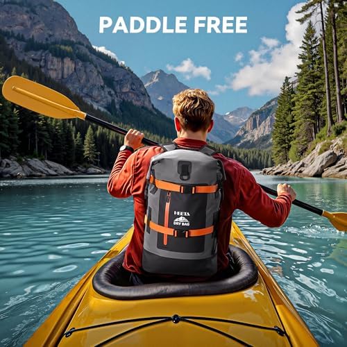 HEETA Fish Scale Up to 110lb/50kg, 2 AAA Batteries Included (Black) Bundled with Waterproof Dry Bags Backpack (Black 40L)