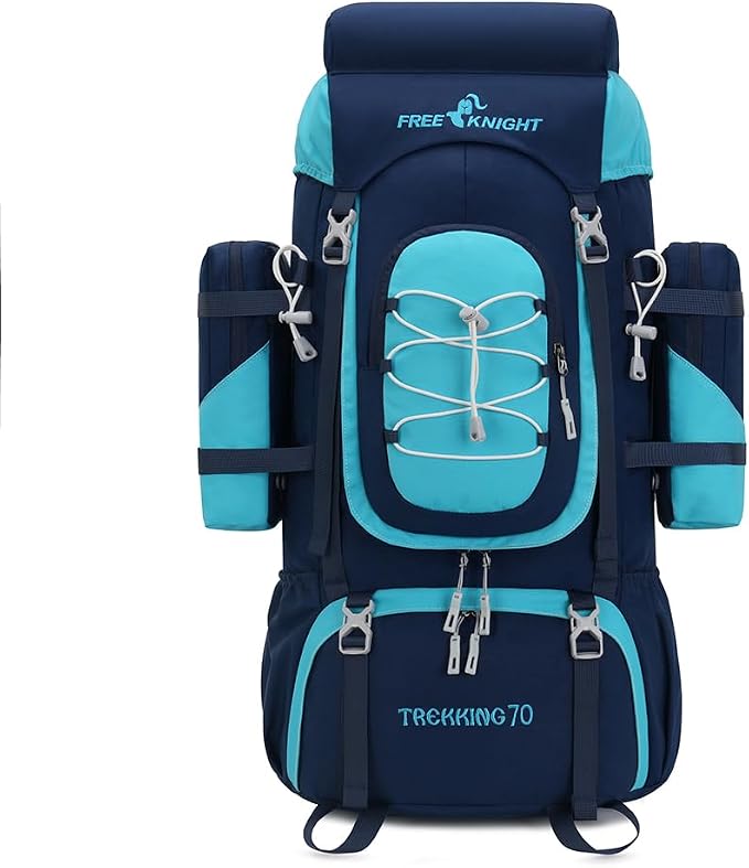 Bseash 70L (65+5) Waterproof Hiking Camping Backpack with Rain Cover, Outdoor Sport Travel Daypack for Climbing Touring (Navy Blue)
