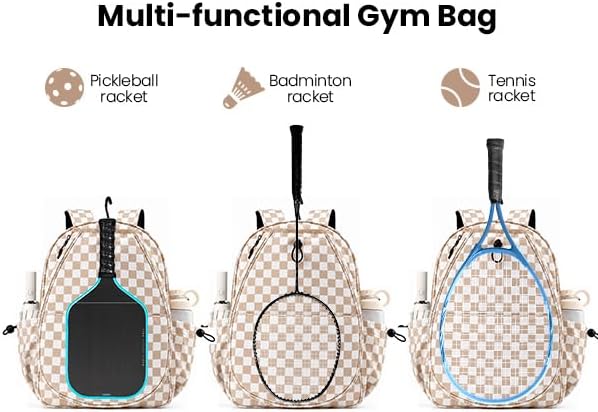 Mosthink Pickleball Racket Backpack Tennis Bag for Women Water-Resistant and Machine Washable Tennis Backpack，Lightweight Sports Bag for Pickleball, Badminton
