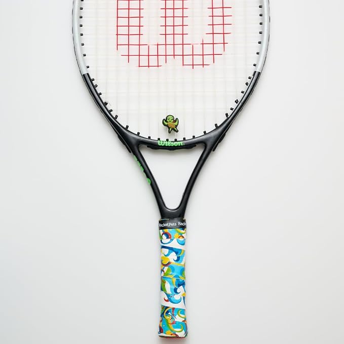 Racket Pets Kids Tennis Racket Dampener & Matching Overgrip Tape, Performance Shock Absorbing Dampener for Tennis Racket & Fun Animal Print Tennis Wrap Grip Tape