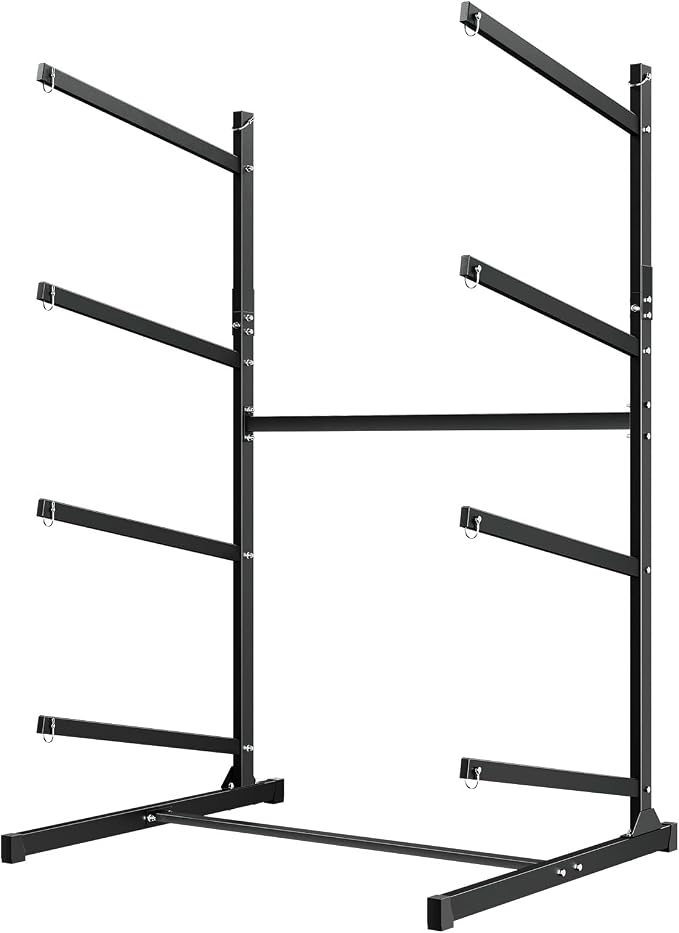 VEVOR Kayak Storage Rack, Heavy Duty Adjustable Freestanding Stand with Lockable Wheels for Indoor Outdoor Garage Shed Dock, Holder for Canoe, SUP, Surfboard & Paddleboard