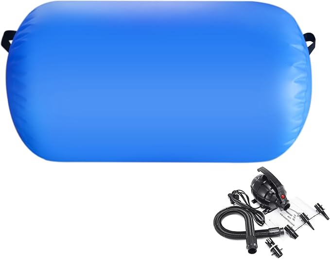 Air Roller Gymnastics Mat 60 75 cm Inflatable Air Barrel 3.3FT Gymnastics Tumbling Mat With Pump for Hand Spring Rear Training/Home Use/Fitness/Yoga