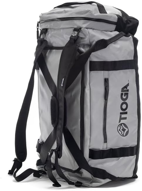 TIOGA Venture Outdoor Duffel Bag with Backpack Straps, Weather Resistant, Rugged Construction, Gear Hauling for Outdoor Adventures, Large / 70L, Grey