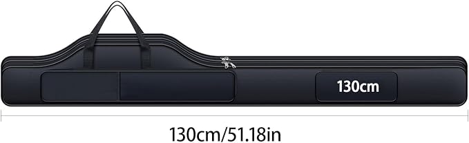 Fishing Rod Case with Fishing Tackle Box Portable Folding Rod Case Pole Reel Storage Bag Gears Organizer (130CM)