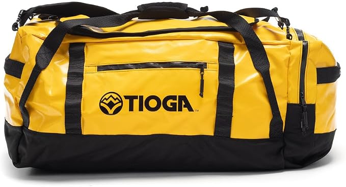 TIOGA Venture Outdoor Duffel Bag with Backpack Straps, Weather Resistant, Rugged Construction, Gear Hauling for Outdoor Adventures, Large / 70L, Yellow