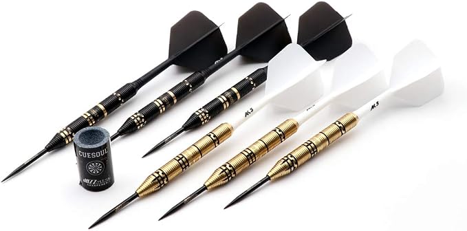 CUESOUL Jazz-Metal Luxury Steel Tip Darts Set 21g/24g/26g with AK5 Integrated Dart Flights