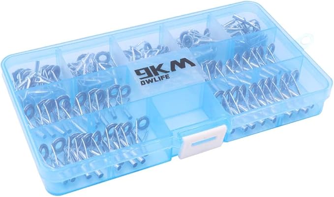 9KM DWLIFE Fishing Rod Tip Repair Kit, Black Stainless Steel, Wear Resistant Ceramic Ring, Guide Replacement 25/35/45/60/65pcs