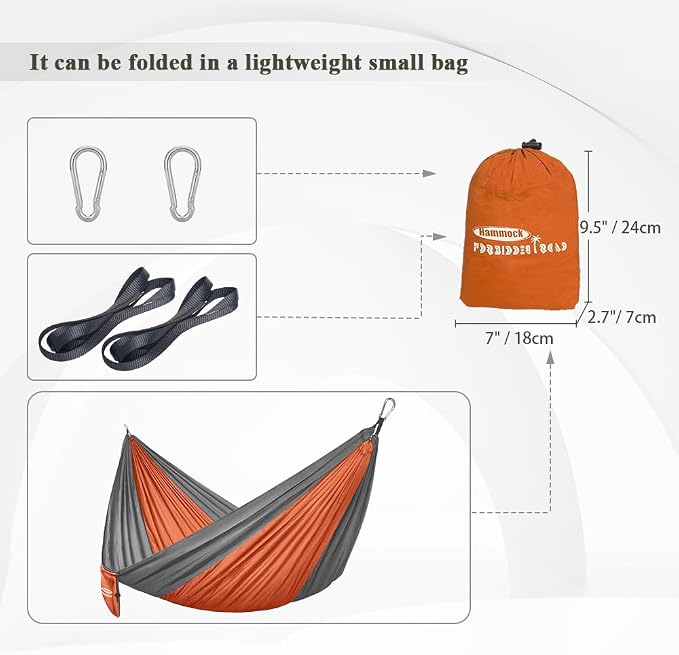 Forbidden Road Camping Hammock 400lbs Capacity Portable Hammock for Outside, Backyard, Travel, Backpacking, Beach