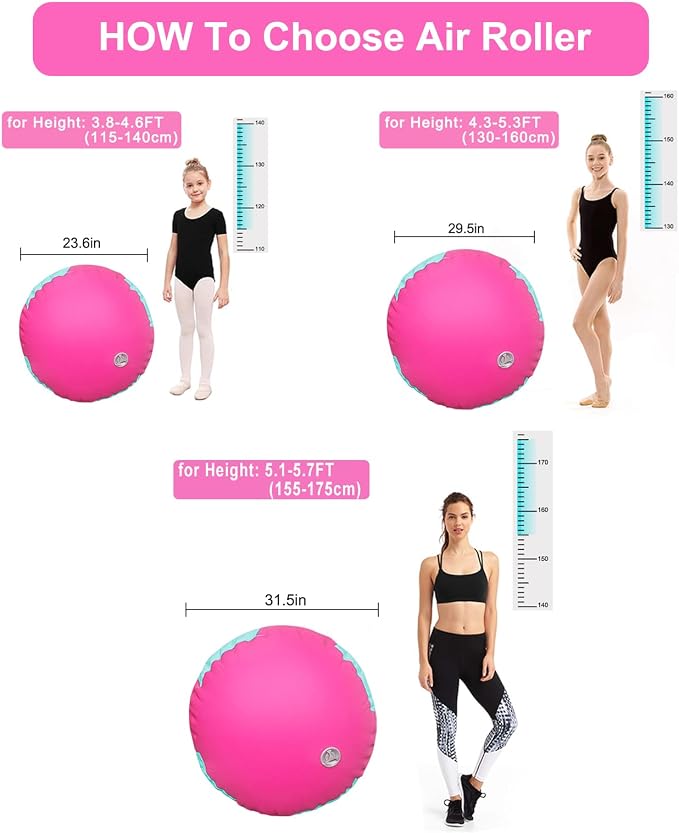 AWSUM Gymnastics Air Barrel, 47.3" x 31.5" Inflatable Tumbling Barrel Backhandspring Training Barrel Air Roller for Back-bend Handstand Cheerleading Yoga Home Gym(No Pump)