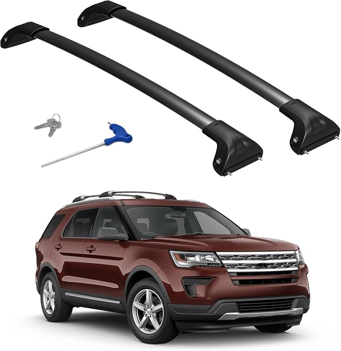 300lbs Roof Rack Cross Bars Compatible with Ford Explorer 2016-2019 Limited/XLT/Sport/Platinum,Heavy Duty Aluminum Roof Rails Crossbars Rooftop Cargo Basket Carrier Luggage Black